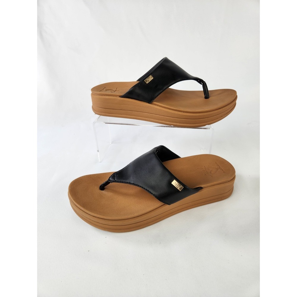 Reef Horizon Luca Wedge SandalWedge Slip On Shoes Black Vegan -  Womens Sz 10